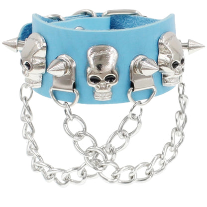 Punk Skull Rivet Tassel Chain Leather Bracelets