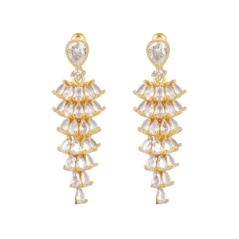 Women's Tassel Full Rhinestone Zircon For Design Earrings