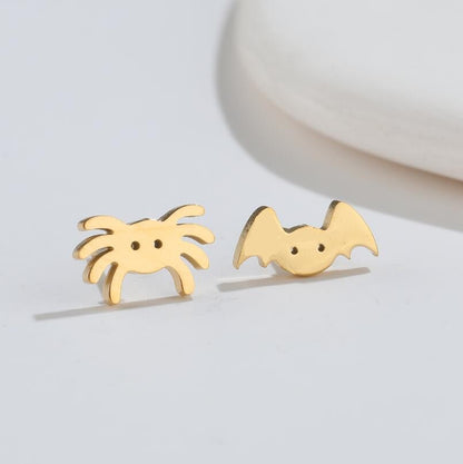 Halloween Bat Stainless Steel Small Animal Earrings