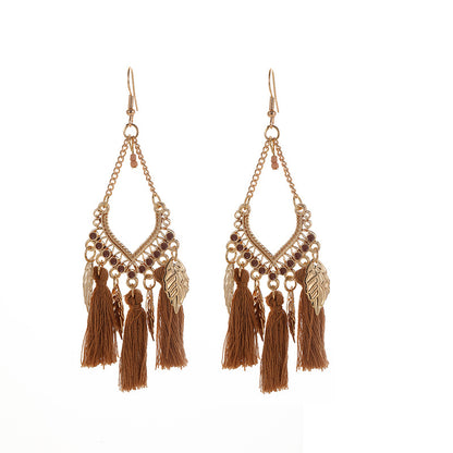 Tassel Leaves Hand-made Your Daisy Ornament Earrings