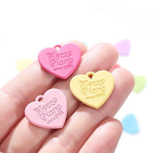 Alloy Double-sided Acrylic Lettering Love Peach Heart Pendants