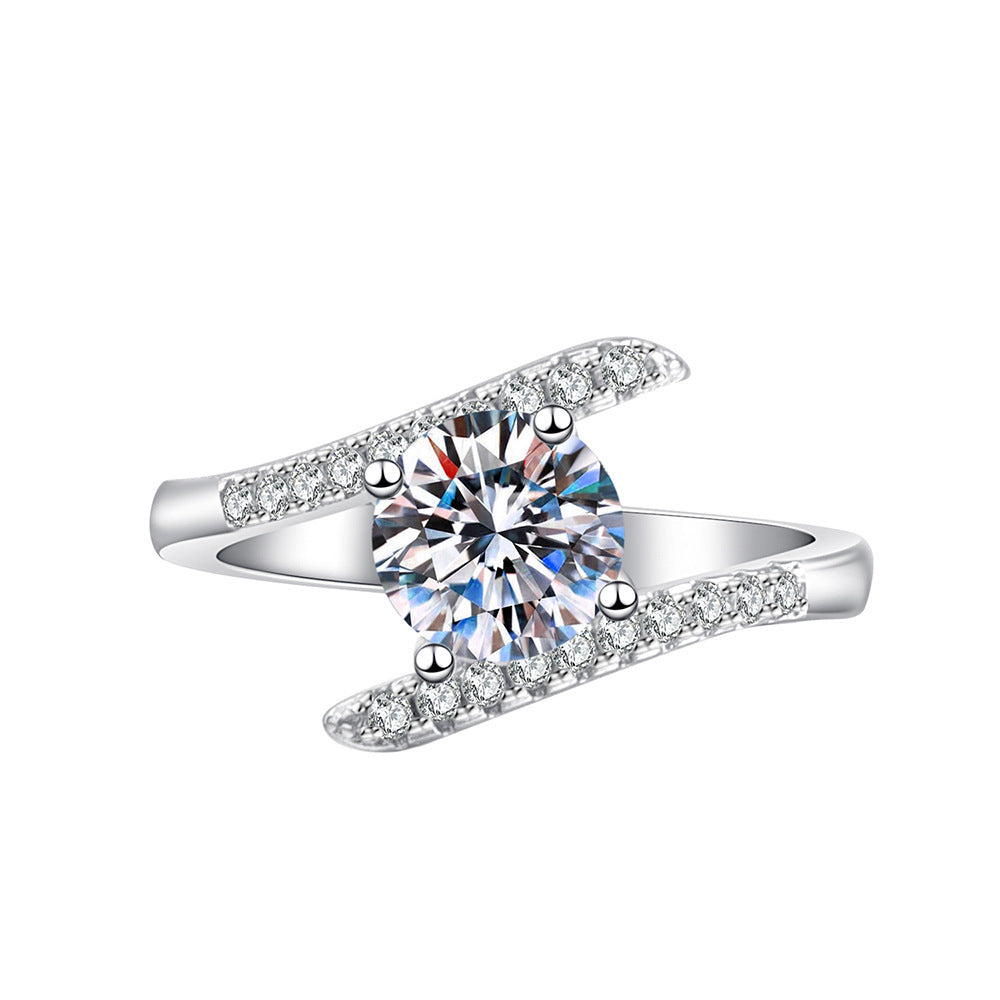 Elegant Imitation Moissanite Open Adjustable Live Broadcast Rings