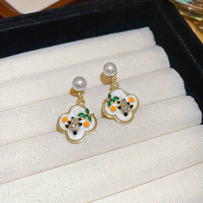 Women's Enamel Oil Painting Style Light Luxury Earrings