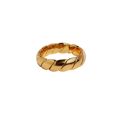 Women's & Men's Real Gold Wave Twill Line Open Rings
