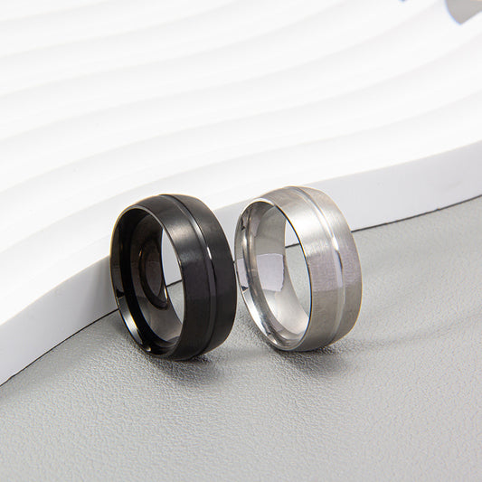 Men's Matte Ornament Stainless Steel Black Trendy Rings