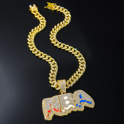 Hip Hop Full Diamond Letter Fashion Alloy Necklaces