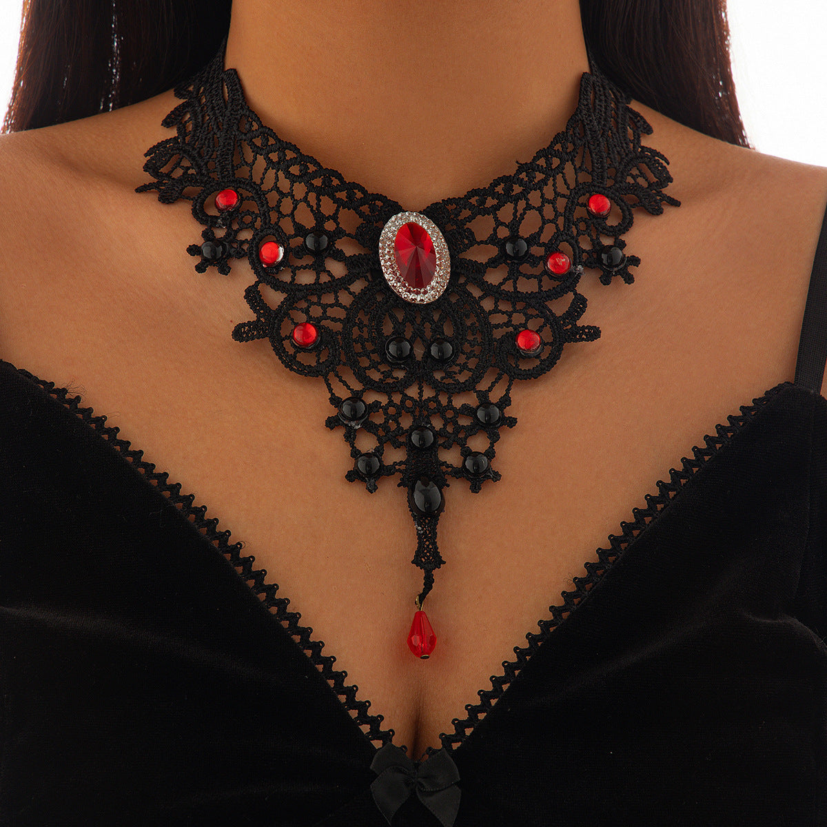 Gothic Style Halloween Party Geometric Lace Necklaces