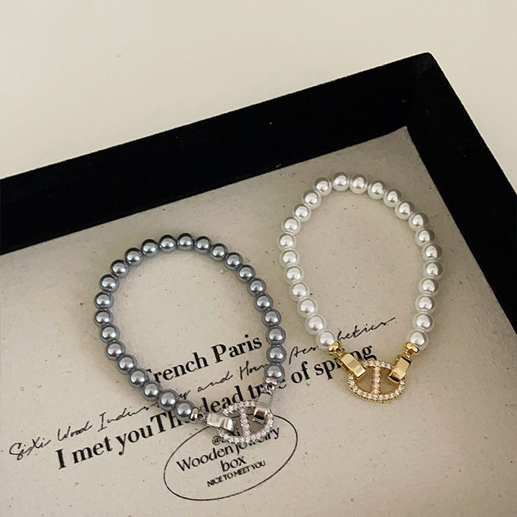 Women's French Style Vintage Pearl Pig Nose Niche Design Bracelets