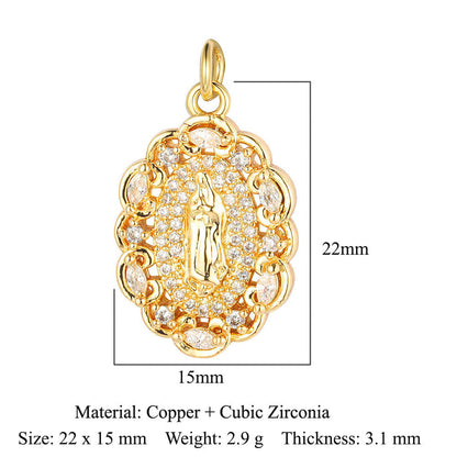 Virgin Angel Copper Zircon Cross Ornament Pendants