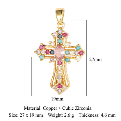 Cross Color Zirconium Copper Zircon Ornament Pendants