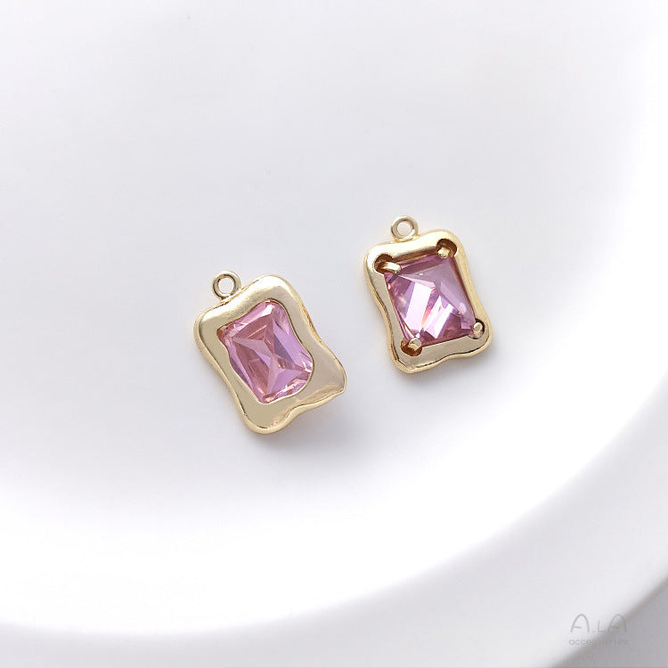 Color Retention Gilded Inlaid Zircon Irregular Rectangular Oval Pendants