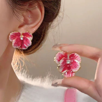 Women's Glaze Flowers Niche Design Retro Petal Earrings