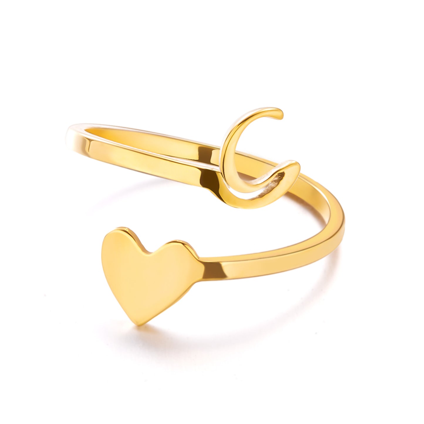 Popular Stylish Simple Letter Stainless Steel Open Three-dimensional Love Rings