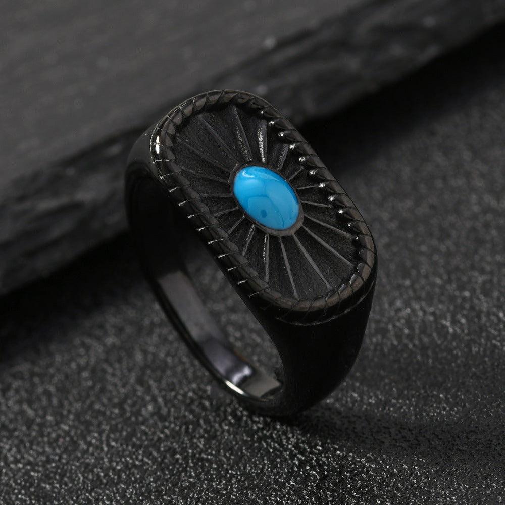 Steel Casting Fashion Palace Style Colorful Oil Rings