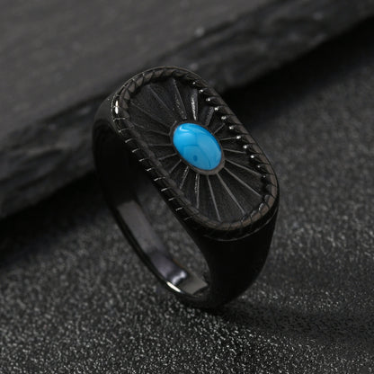 Steel Casting Fashion Palace Style Colorful Oil Rings