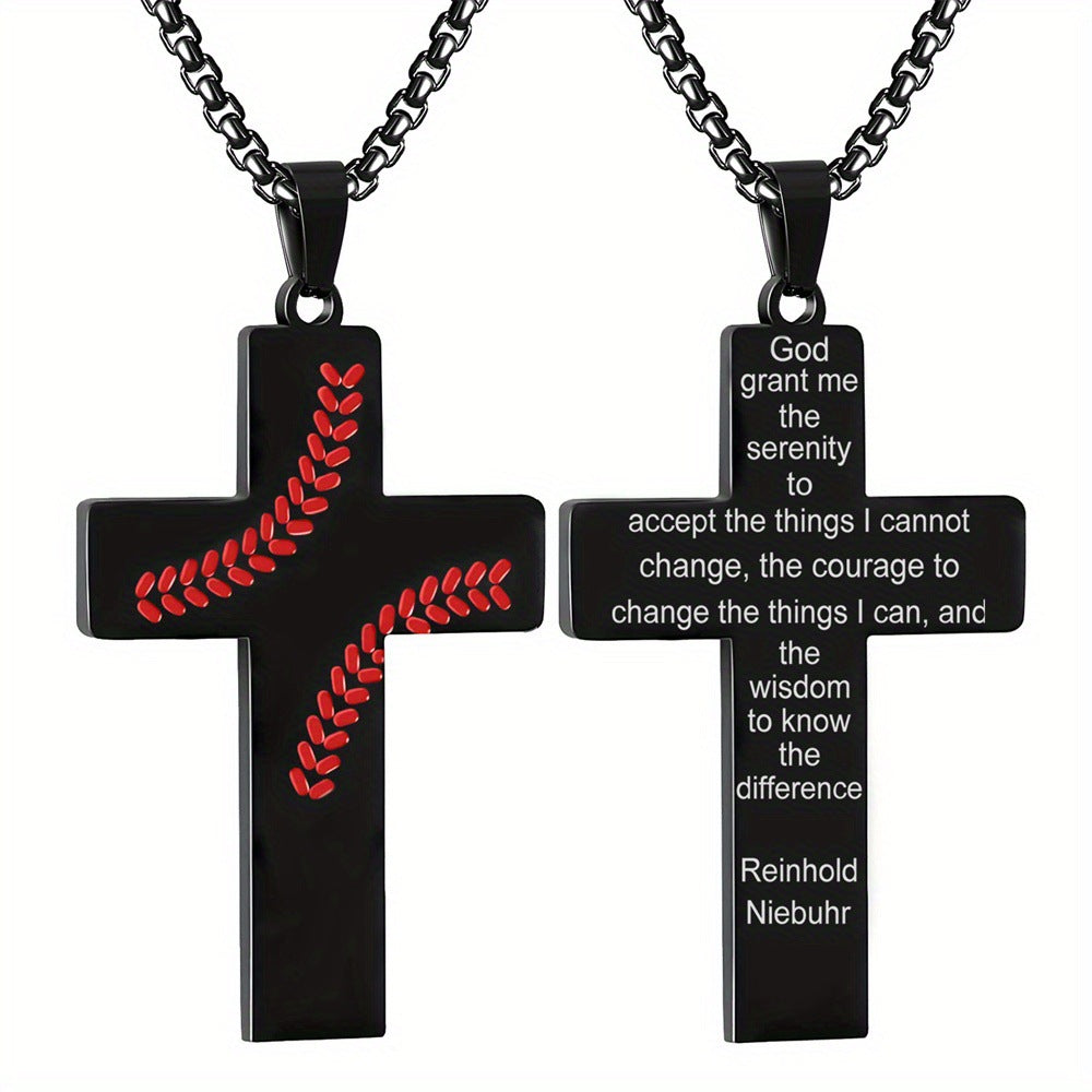 Baseball Boy Cross Stainless Steel Religious Pendants