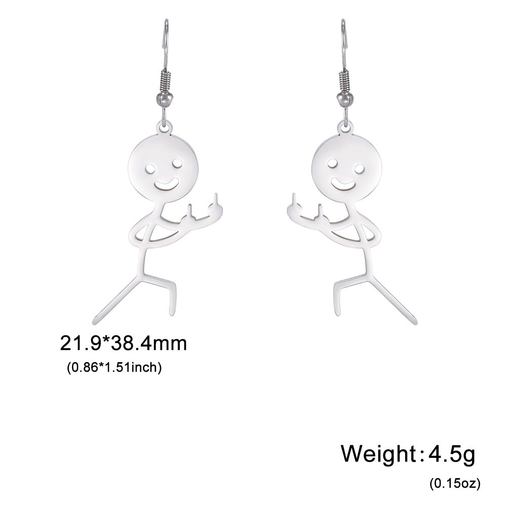 Simple Stroke Single Side Vertical Two Earrings