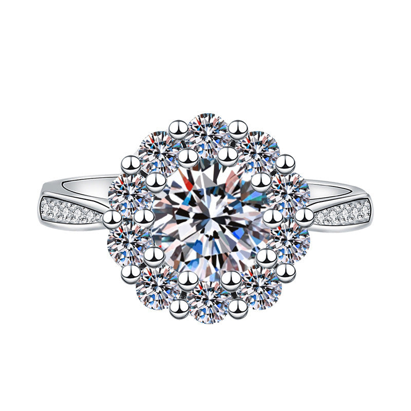 Elegant Imitation Moissanite Open Adjustable Live Broadcast Rings