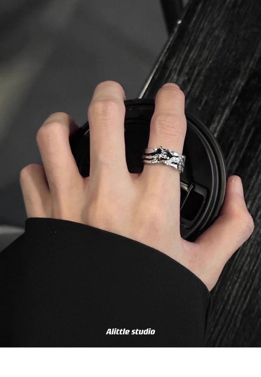 Light Luxury Butterfly Open-end Style Female Combination Rings