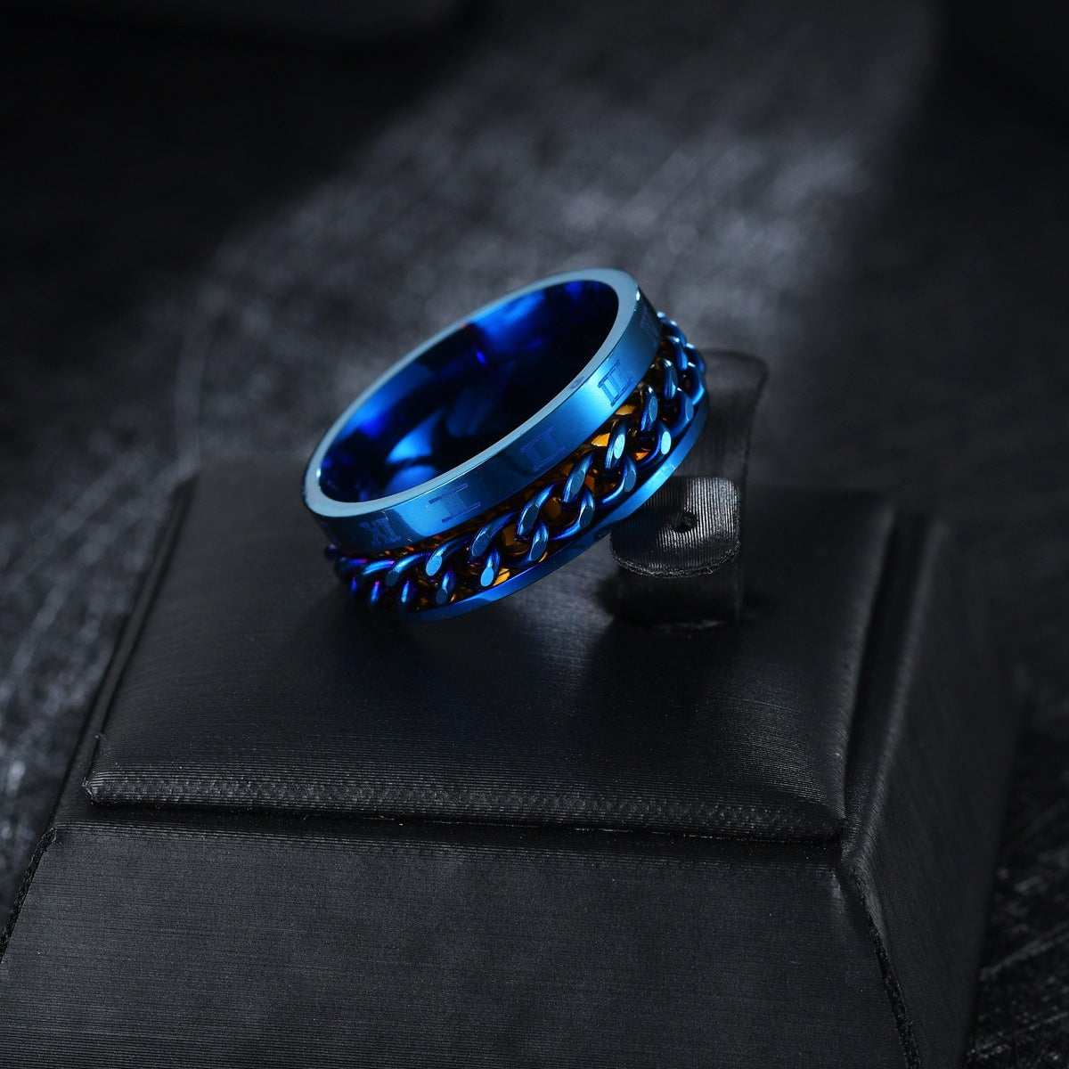 Men's Turn Chain Korean Hip Hop Titanium Steel Unique Hipster Rings
