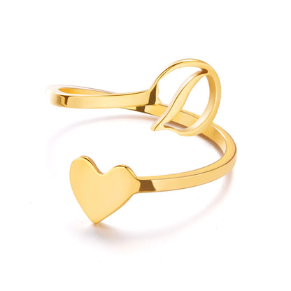 Popular Stylish Simple Letter Stainless Steel Open Three-dimensional Love Rings