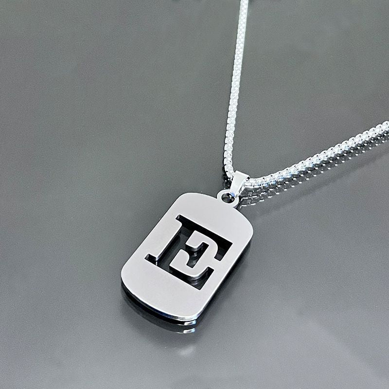 English Hollow Letters Titanium Steel Male Female Necklaces