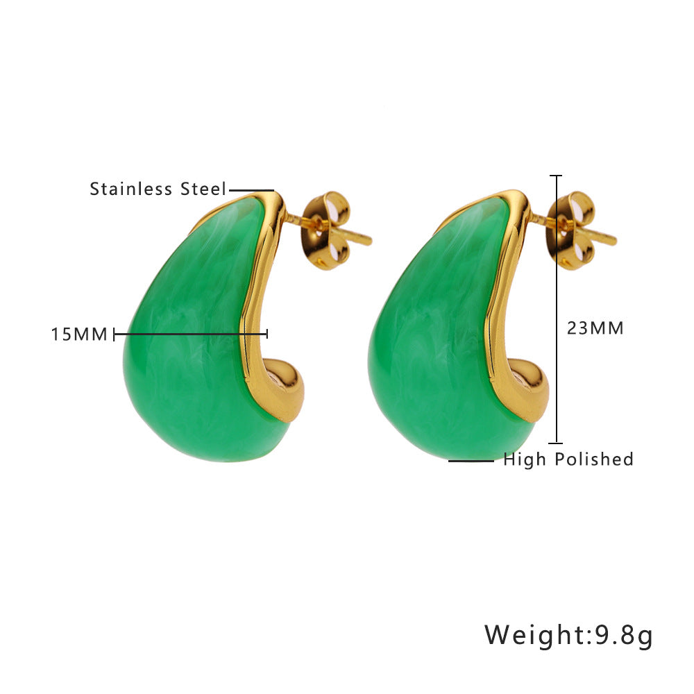 Ear Color Blooming Resin Water Drop Earrings