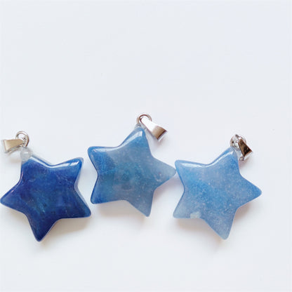 Natural Crystal Pentagram Star Moon Ornament Pendants