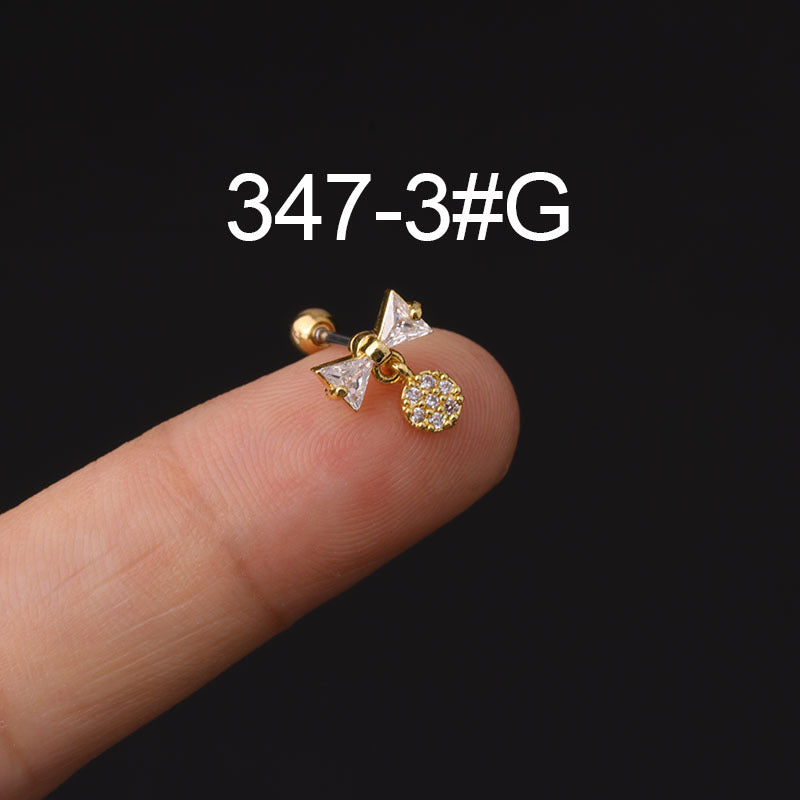 Inlaid Zircon Twist Ball Ear Bone Korean Style Personalized Earrings