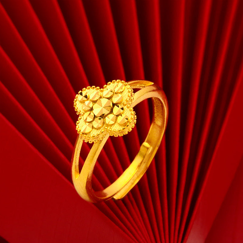 Multi Vietnam Placer Gold Open Mouth Flower Peacock Index Rings