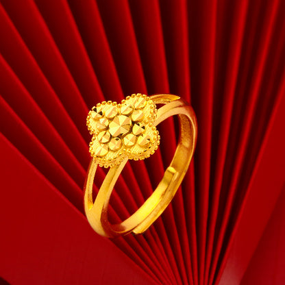 Multi Vietnam Placer Gold Open Mouth Flower Peacock Index Rings