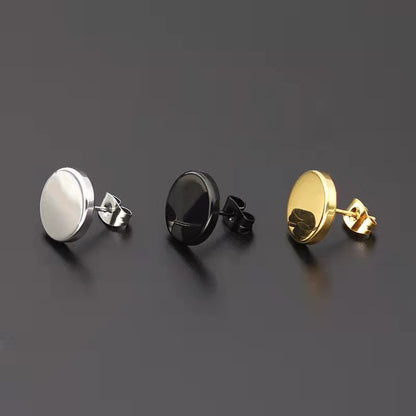 Korean Style Trendy Titanium Steel Round Earrings