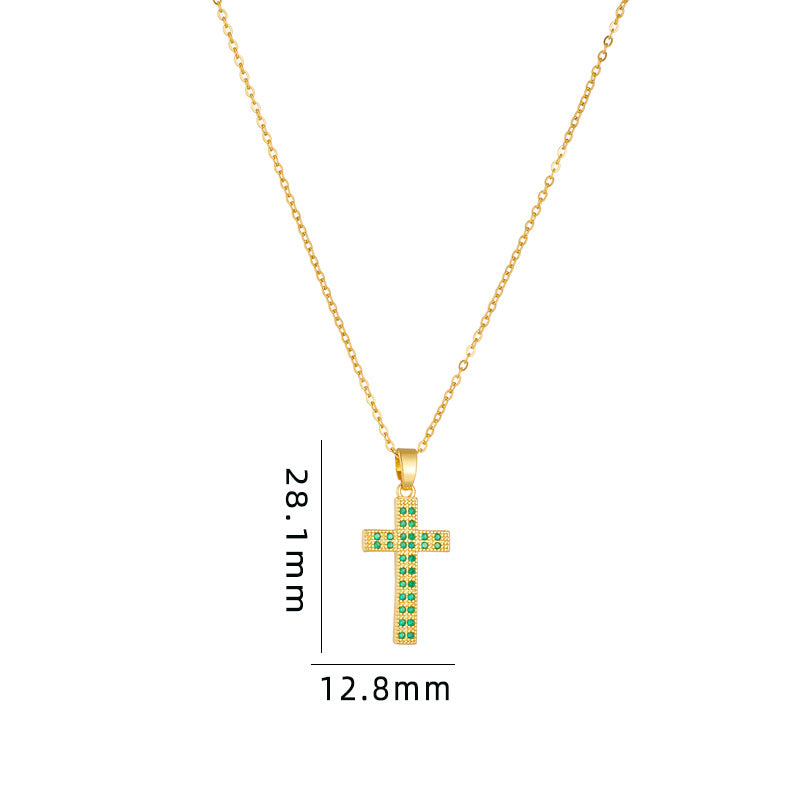 Titanium Steel Female Inlaid Color Zircon Necklaces