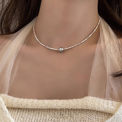Sier Perfect Circle Strong Light Shell Pearls Necklaces