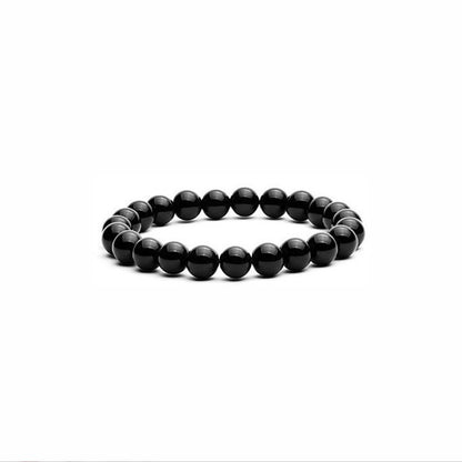 Women's & Men's Stone Imitation Black Agate Beaded Couple Bracelets