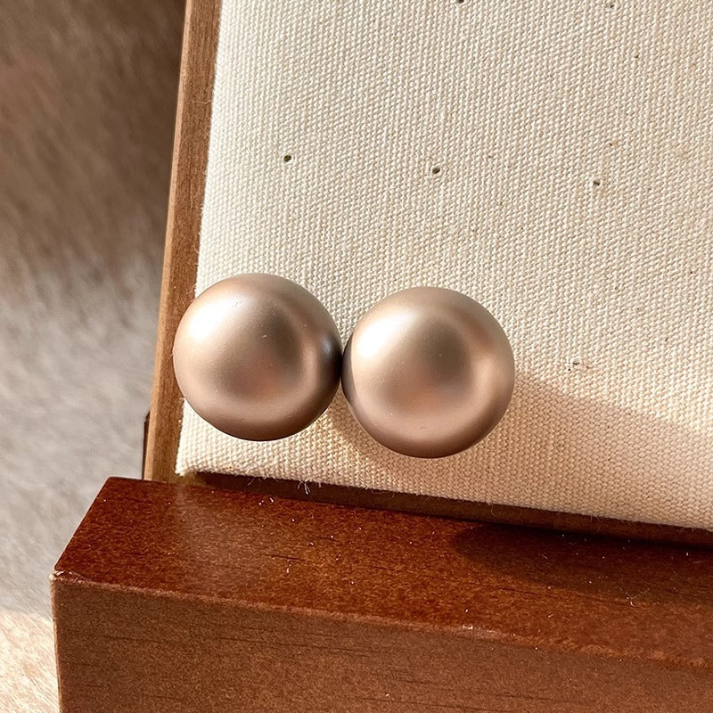 Women's Bread Beads Frosted Texture Pearl Temperamental Earrings