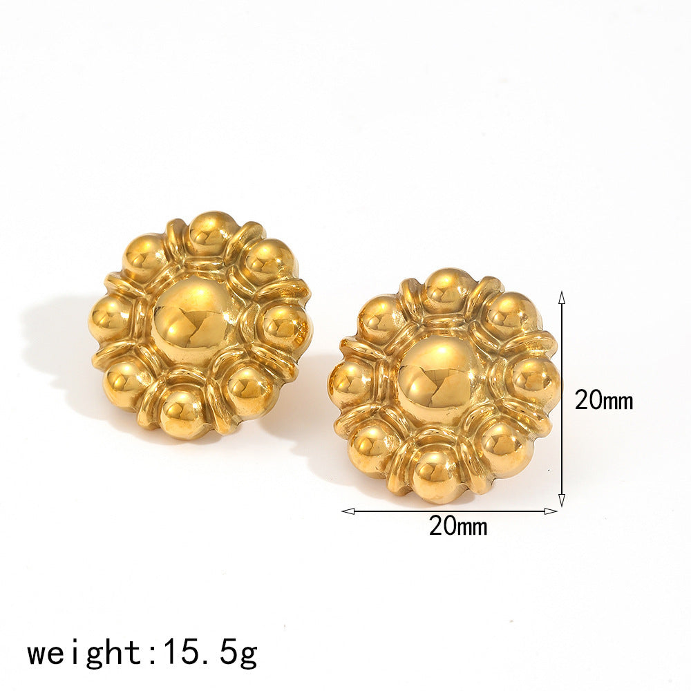 Women's Titanium Steel Ball Flower Simple Minority Rings