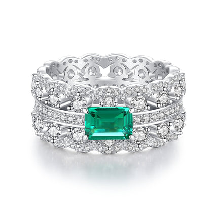 Emerald Female High Carbon Diamond Cut Ice Rings