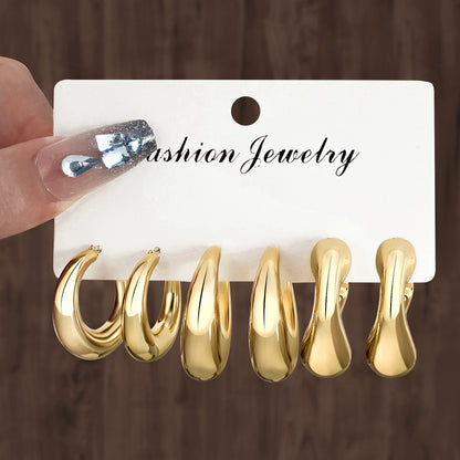 Golden Personality Water Drop Creative Complex Earrings