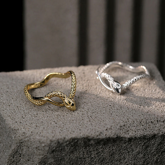 Niche Chinese Ancient Style Golden Snake Rings