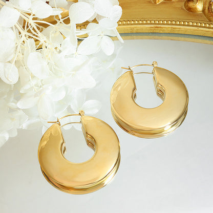 Design U-shaped Titanium Steel Gold Plated Stainless Earrings