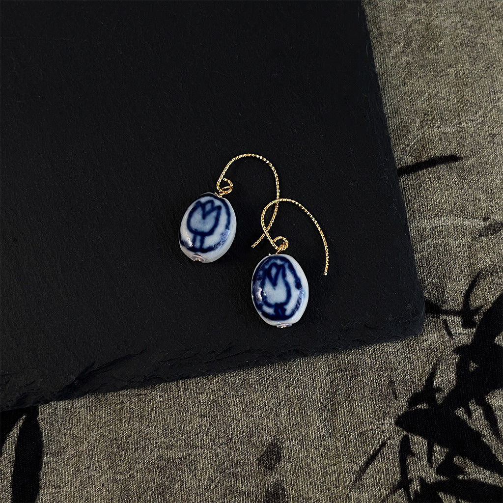 Blue White Porcelain Series Hand-made Personality Earrings