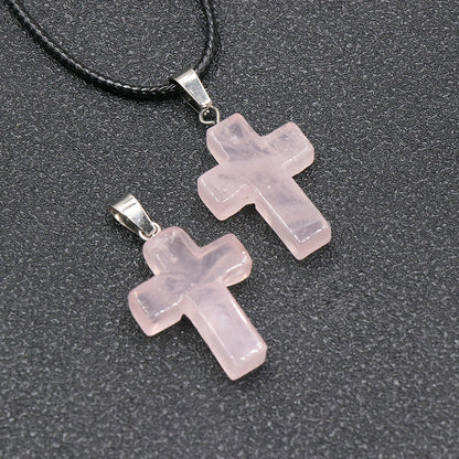 Pink Crystal Christmas Gift Cross Sweater Pendants