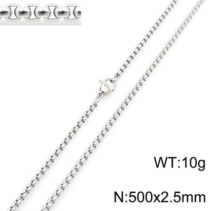 Women's & Men's Stainless Steel Square Pearl Chain Titanium Card Necklaces