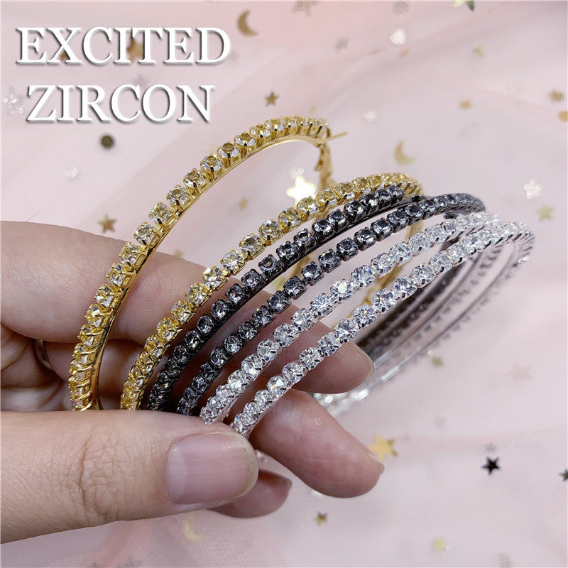 Fashion Classic Big Hoop Full Diamond Exaggerated Earrings