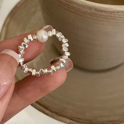 Women's Simple Design Small Pieces Of Sier Pearl Rings