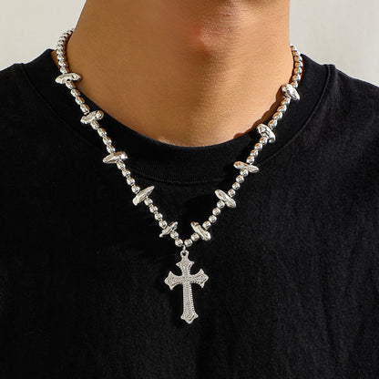 Men's Pearl Cross Hip Hop Niche Design Necklaces