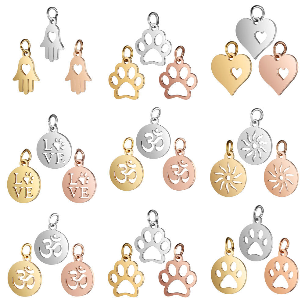 Small Yoga Lotus Sun Dog's Paw Palm Pendants