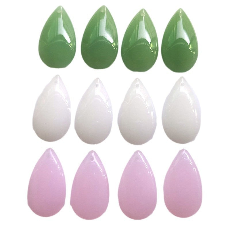 Jade Emerald Large Water Drop Crystal Lettering Pendants