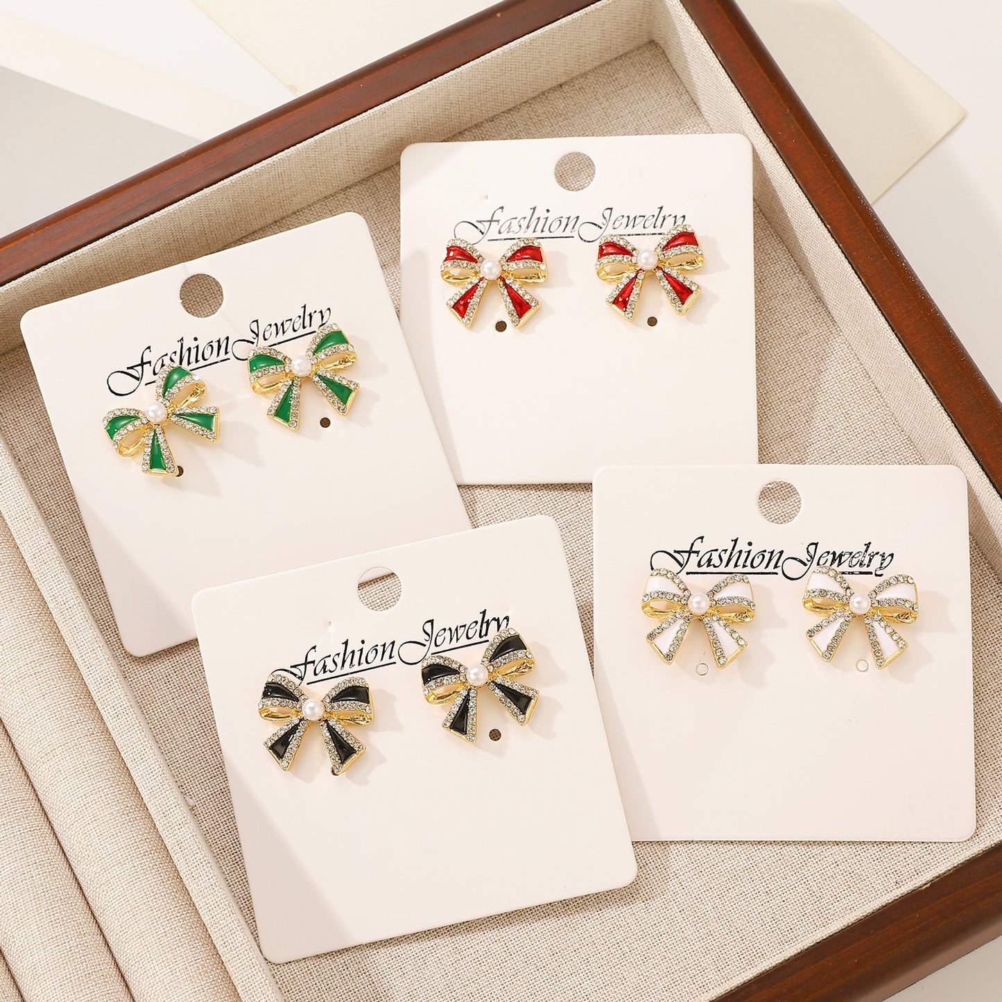 Women's Fashion Small Delicate Bow Christmas Color Simple Earrings